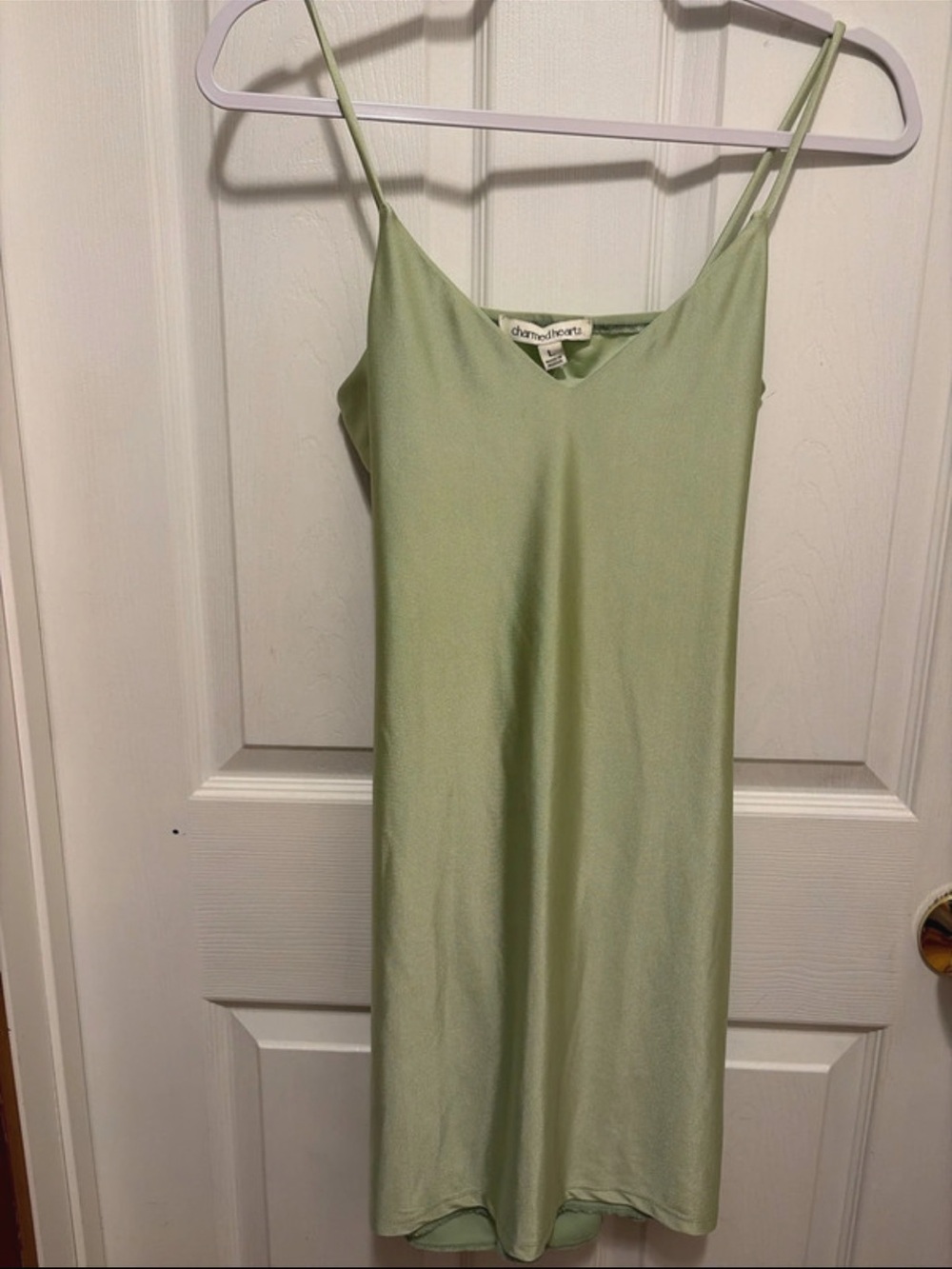 Sage Green Slip Mini Dress with Spaghetti Straps